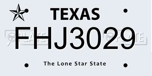 FHJ3029 Texas License Plate