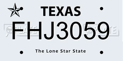 FHJ3059 Texas License Plate