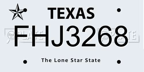 FHJ3268 Texas License Plate