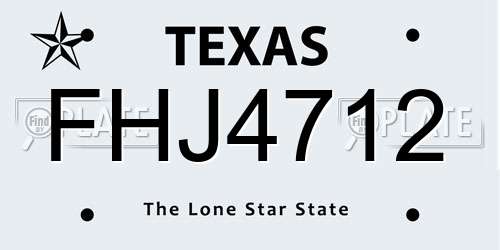 FHJ4712 Texas License Plate