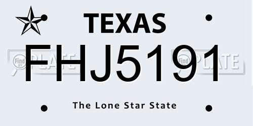 FHJ5191 Texas License Plate