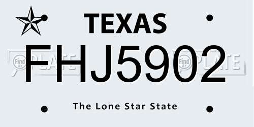 FHJ5902 Texas License Plate