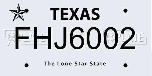 FHJ6002 Texas License Plate