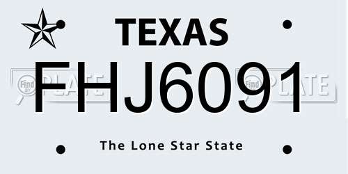 FHJ6091 Texas License Plate