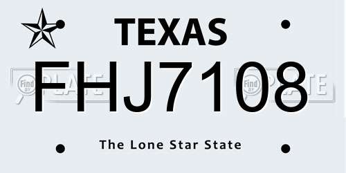 FHJ7108 Texas License Plate