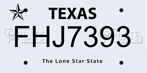 FHJ7393 Texas License Plate
