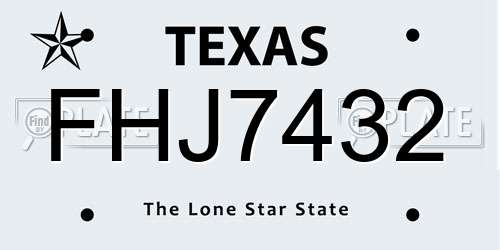 FHJ7432 Texas License Plate