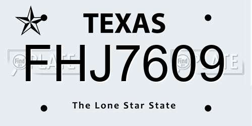 FHJ7609 Texas License Plate