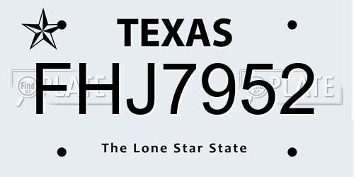 FHJ7952 Texas License Plate