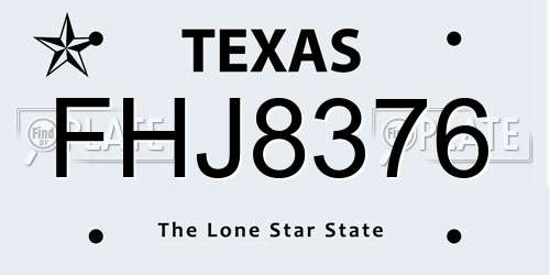 FHJ8376 Texas License Plate