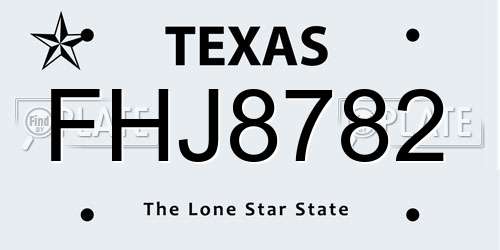 FHJ8782 Texas License Plate