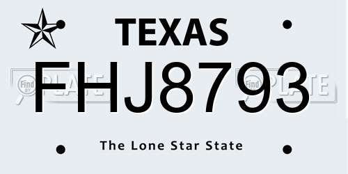 FHJ8793 Texas License Plate