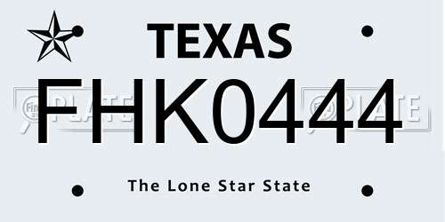 FHK0444 Texas License Plate