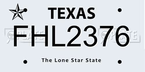 FHL2376 Texas License Plate
