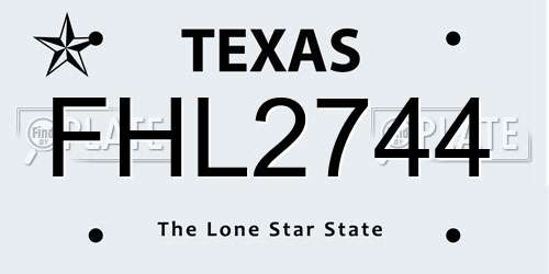 FHL2744 Texas License Plate