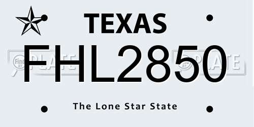 FHL2850 Texas License Plate