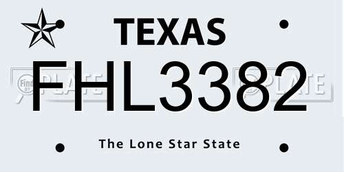 FHL3382 Texas License Plate