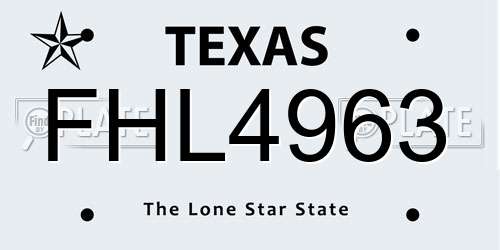 FHL4963 Texas License Plate