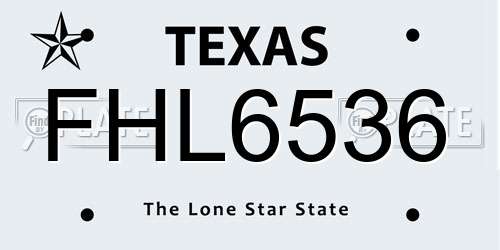 FHL6536 Texas License Plate