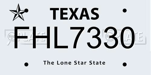 FHL7330 Texas License Plate