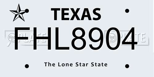 FHL8904 Texas License Plate