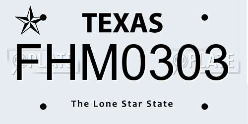 FHM0303 Texas License Plate