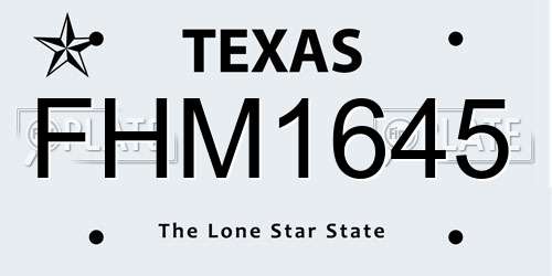FHM1645 Texas License Plate