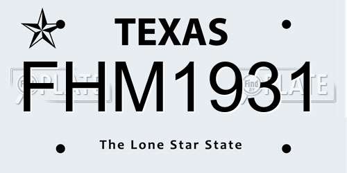 FHM1931 Texas License Plate