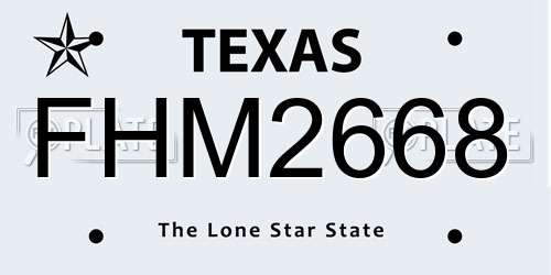 FHM2668 Texas License Plate