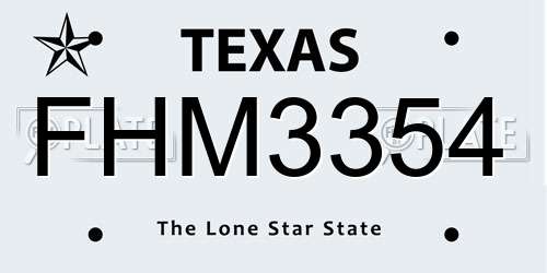 FHM3354 Texas License Plate