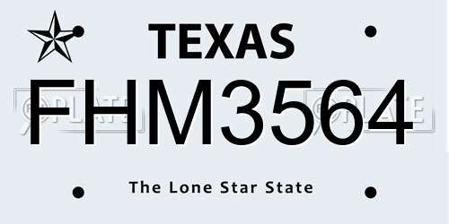 FHM3564 Texas License Plate