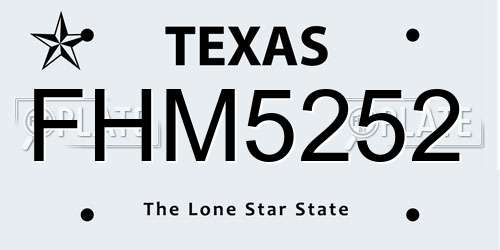 FHM5252 Texas License Plate