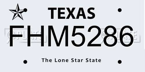 FHM5286 Texas License Plate