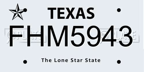 FHM5943 Texas License Plate