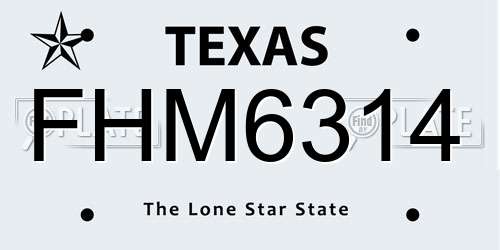 FHM6314 Texas License Plate