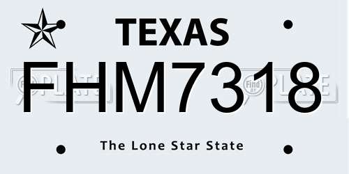 FHM7318 Texas License Plate