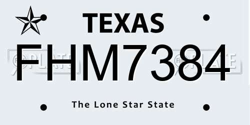 FHM7384 Texas License Plate