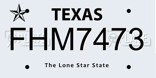 FHM7473 Texas License Plate