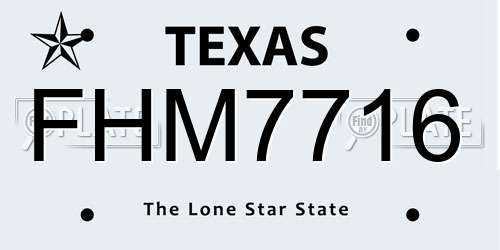 FHM7716 Texas License Plate