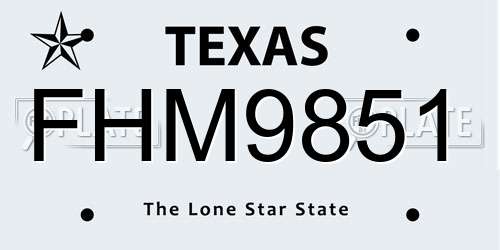 FHM9851 Texas License Plate