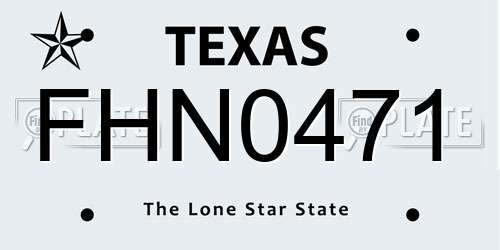 FHN0471 Texas License Plate