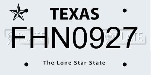 FHN0927 Texas License Plate