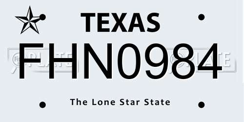 FHN0984 Texas License Plate