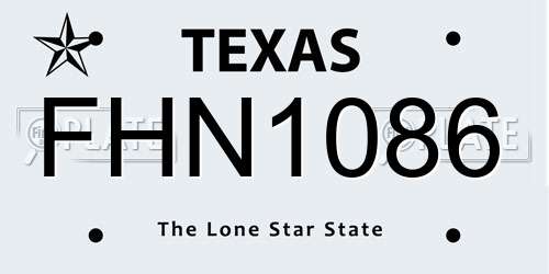 FHN1086 Texas License Plate