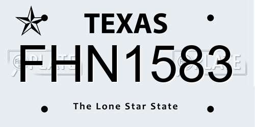FHN1583 Texas License Plate