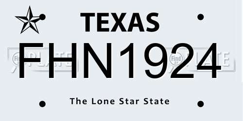 FHN1924 Texas License Plate