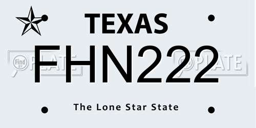 FHN222 Texas License Plate