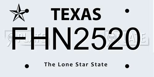 FHN2520 Texas License Plate