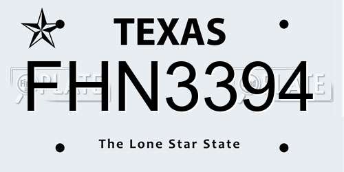 FHN3394 Texas License Plate