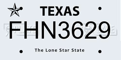 FHN3629 Texas License Plate